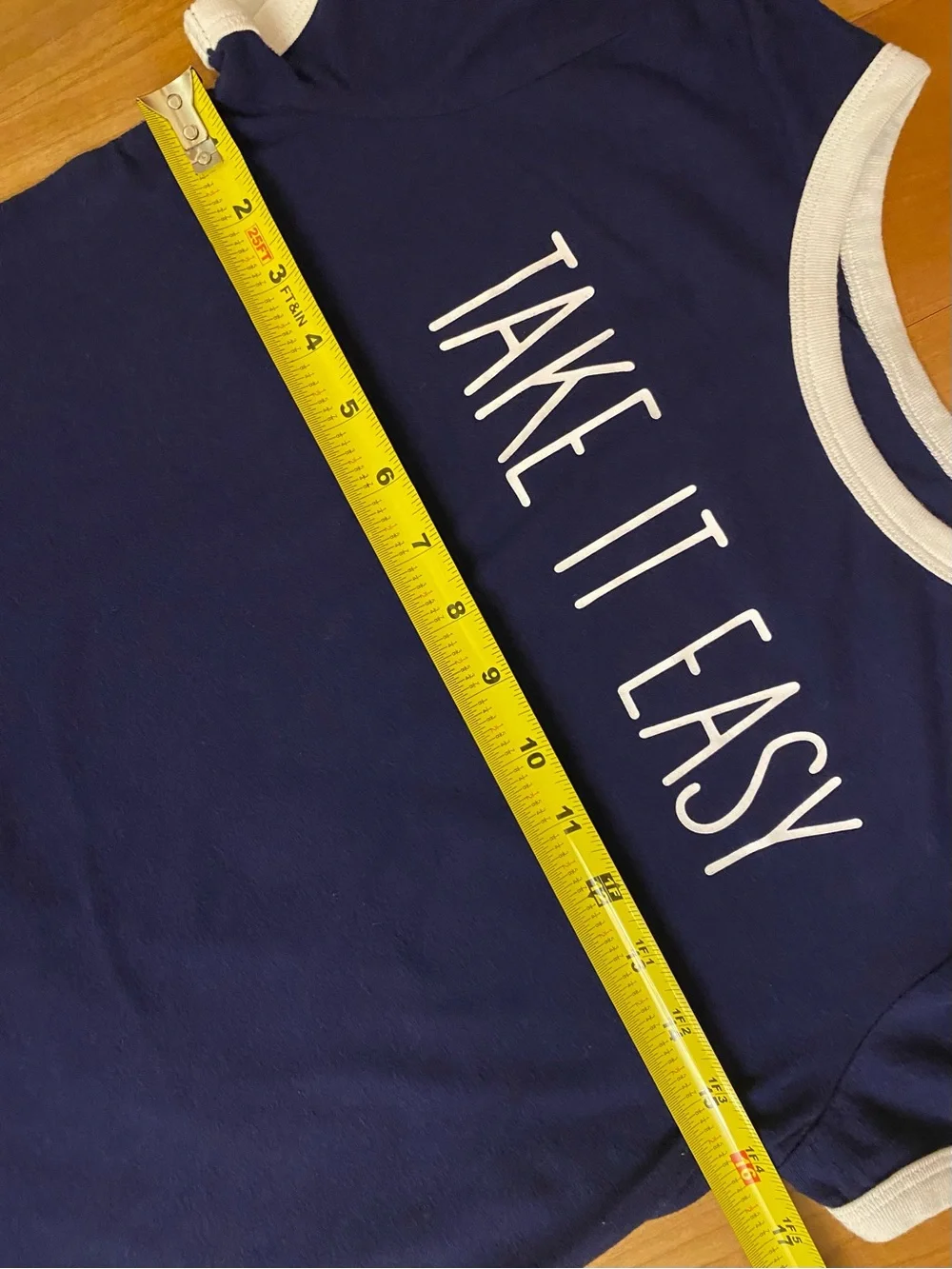 🛍️ 3/$15 🛍️ Justice Navy Blue 'Take It Easy' Ringer Tee with White Trim